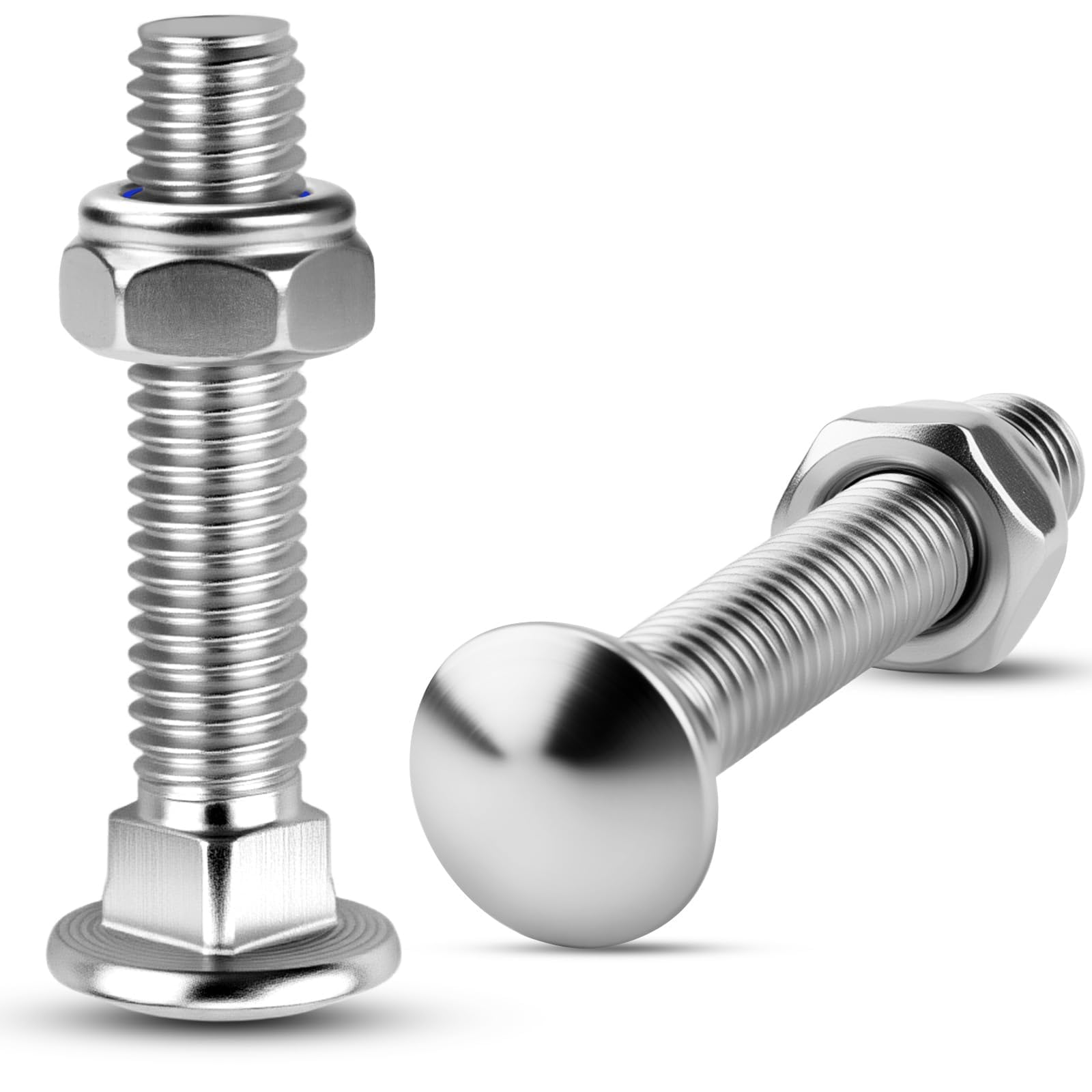 Nuts OT nuts 30 PCS Coach Bolts M5 x 30mm Cup Square Carriage Bolts and Hex Nylon Lock Nut Set Zinc Plated Carbon Steel Carriage Bolts for Wood Furniture Construction