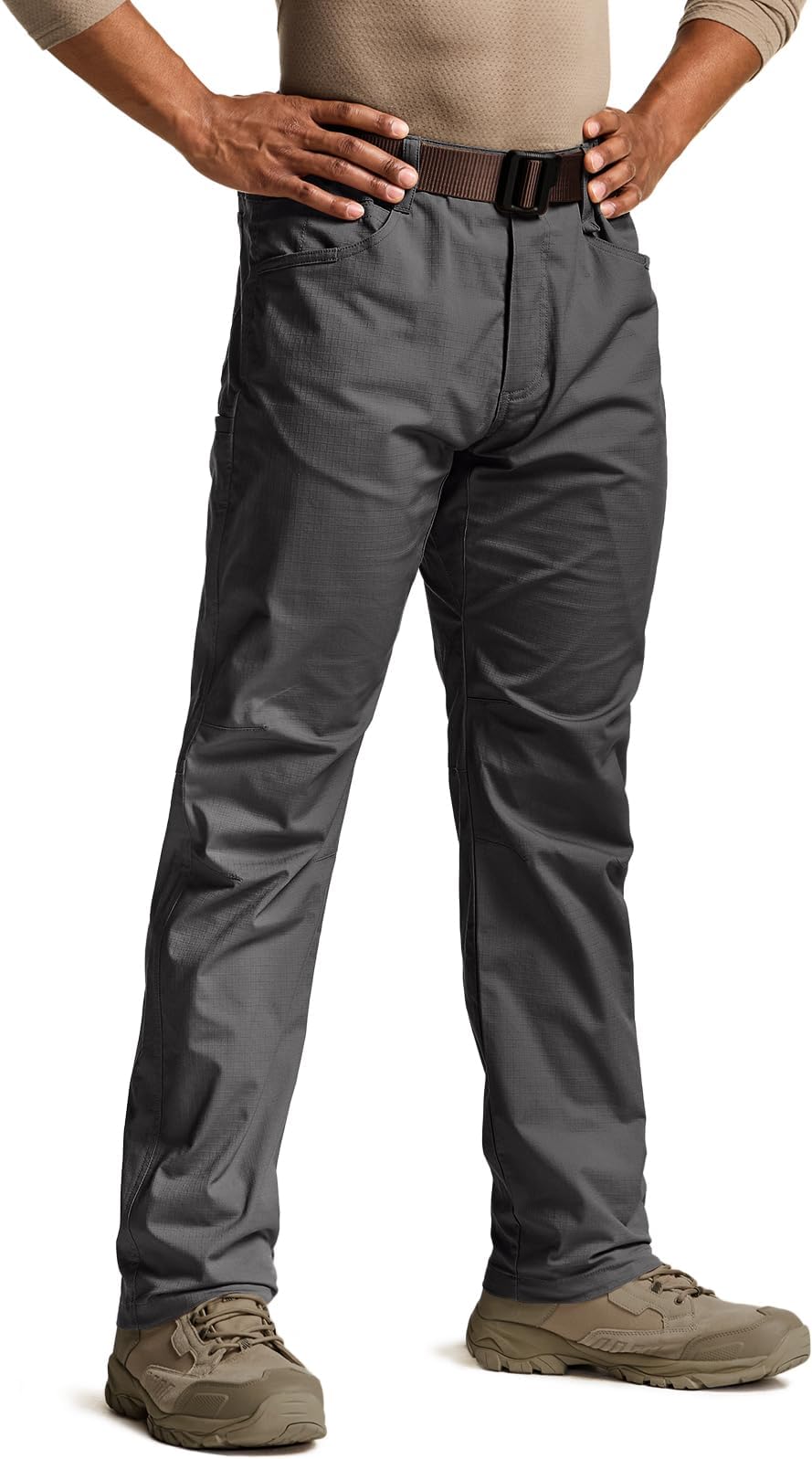 CQR Men's Flex Stretch Tactical Pants, Water Resistant Ripstop Cargo Pants, Lightweight EDC Outdoor Work Hiking Pants
