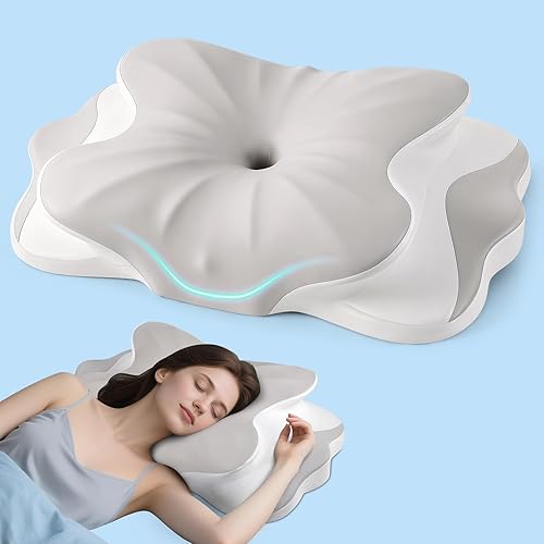 Almohada cervical para el cuello, almohadas de apoyo para el cuello para dormir, almohadas de espuma viscoelástica de contorno para dormir de lado,