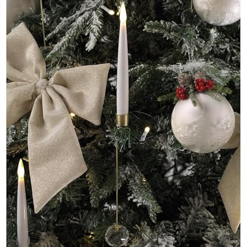 MASCAGNI CASA Set 10 Candele con Luce LED per Albero di Natale con Palla Diamante in Vetro 31,5cm Addobbi di Natale