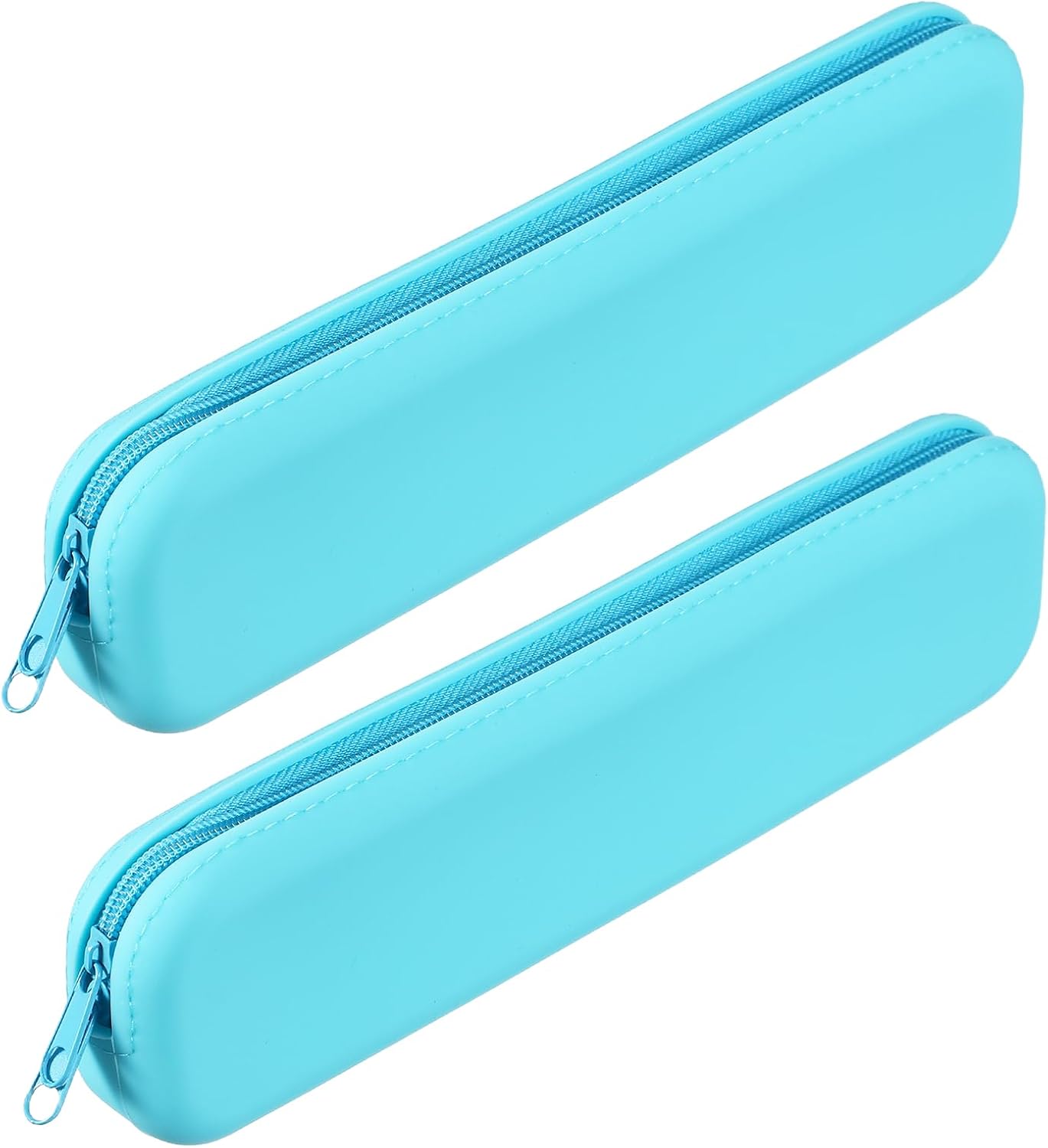 PATIKIL Silicone Pen Case, 2 Pcs Rectangular Small Pencil Pen Pouch with Zipper Waterproof Aesthetic Soft Cosmetic Storage Bag Bible Study Supplies Case for Journaling Travel, Pink/Gray