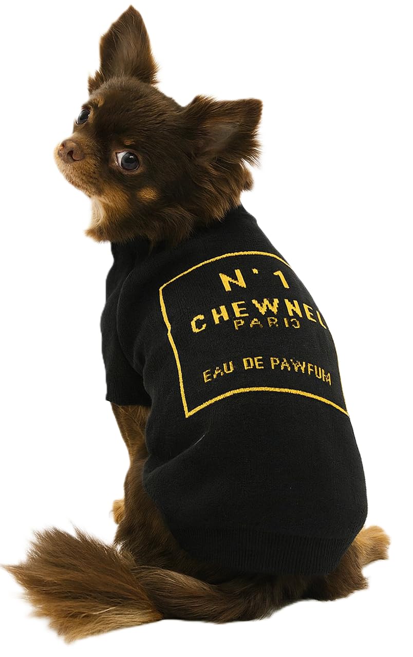 Everything Chic Luxury Dog Sweater – Soft Knit Designer Pet Outfit for Small Dogs & Puppies, XS–L, Stylish Warm Clothing for Yorkies, Chihuahuas,