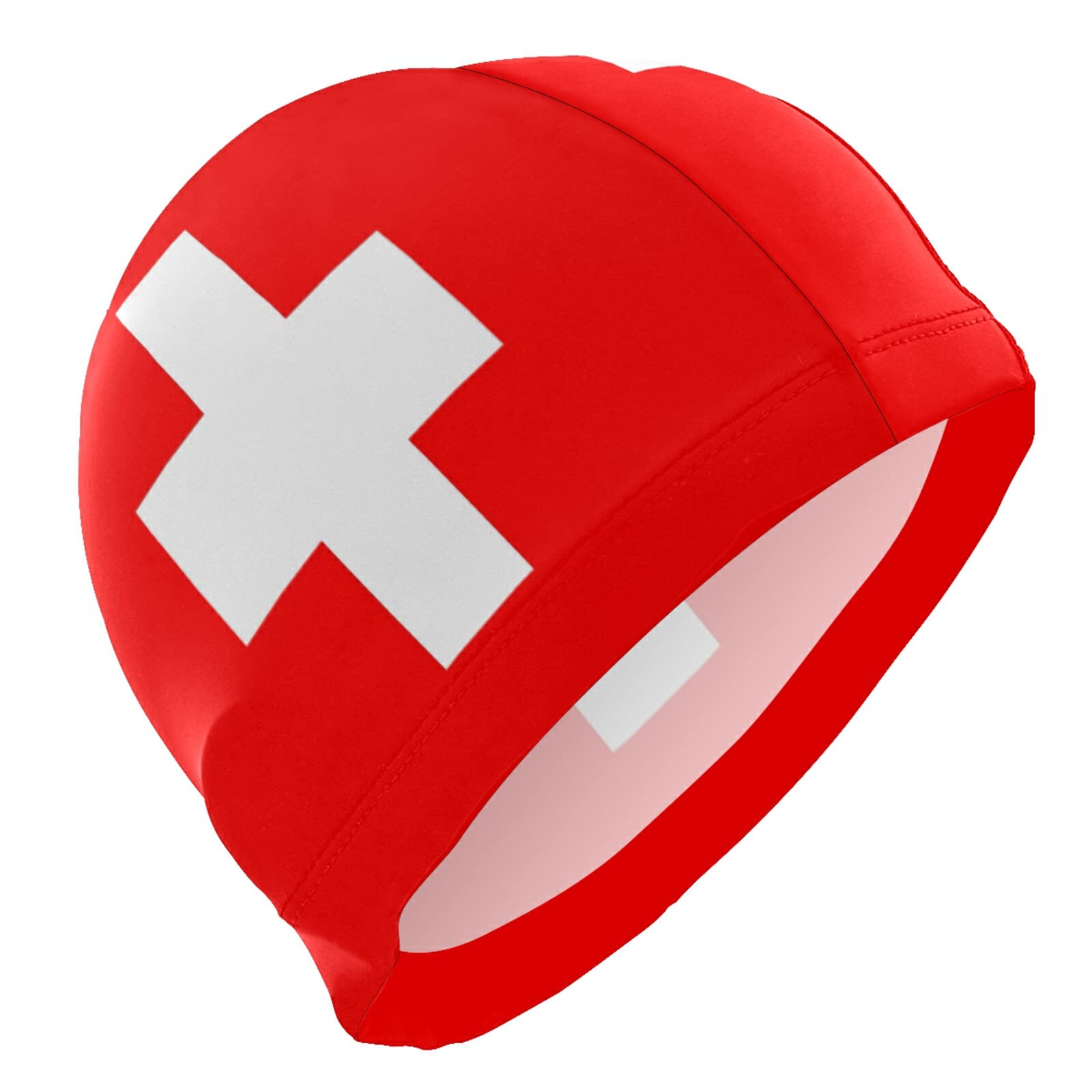 Dallonan Swimming Cap Switzerland Flag Unisex Adult Swim Cap Polyester