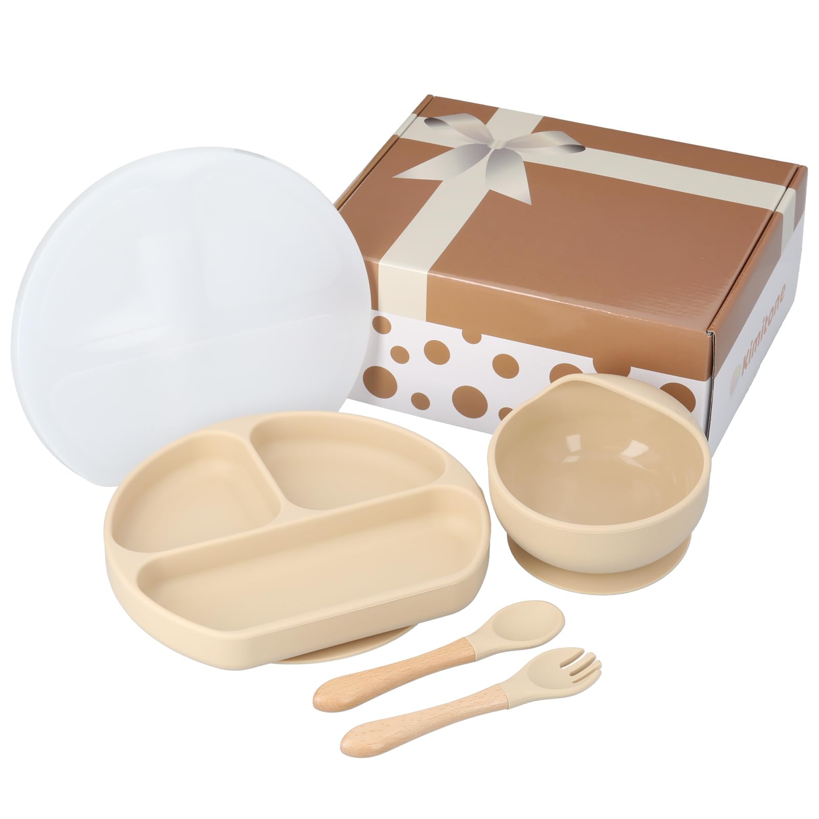 Amazon.co.jp: Kimitone ベビー 食器 5点セット 【ひっくり返らない 