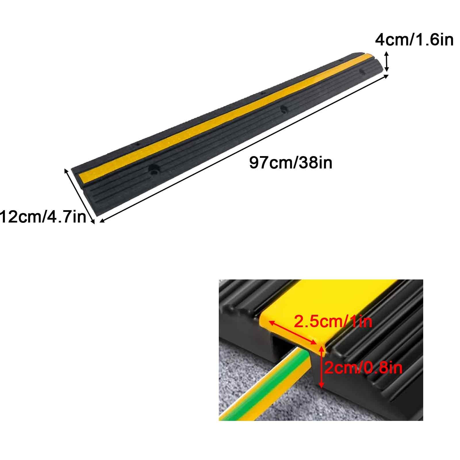 Protector de Cables Paquete de 2, Reductor Velocidad de 1 Canal, Cubre Cables Suelo para Entradas de Vehículos, Ideal para Oficinas en Casa o Exteriores