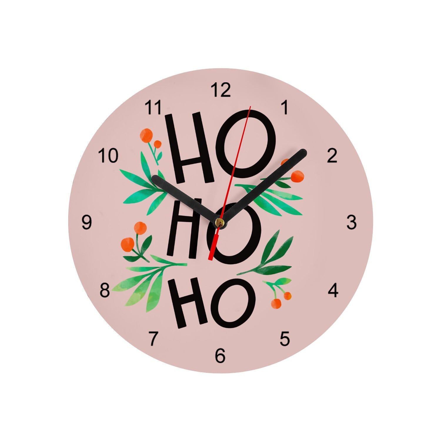 Magie de Noel hivernale avec l horloge en verre Ho Ho Ho rose de 20cm