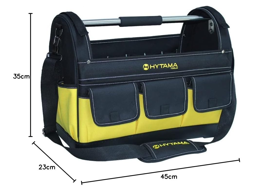HYTAMA TOOLS Bolsa de herramientas - 45 x 23 x 35 cm, incluye correa de asa con asa mochila para herramientas, caja de herramientas