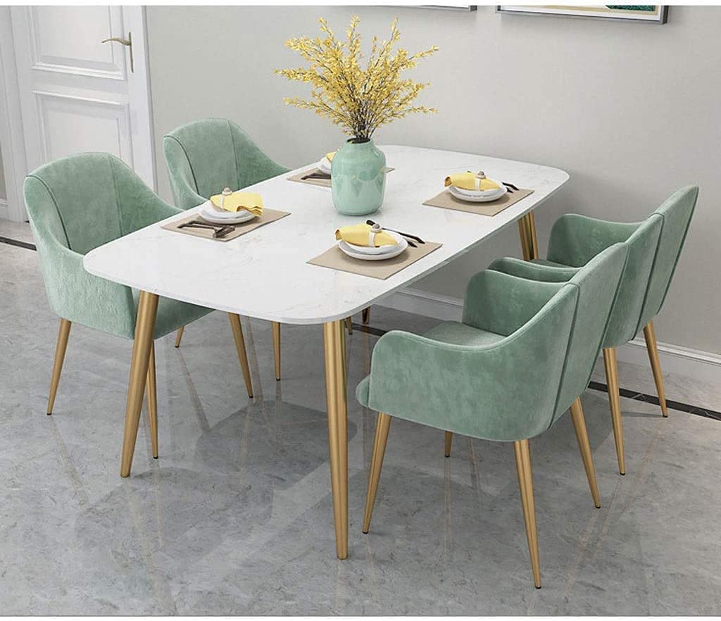 Chaise de salle à manger moderne avec assise rembourrée confortable et pieds en métal élégants pour la maison, le bureau ou la salle à manger (vert)