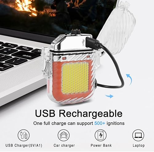 Miniatura 5 de SUPRUS Encendedor luminoso con 3 modos de linterna, resistente al viento, impermeable, encendedor eléctrico recargable, encendedor de plasma de