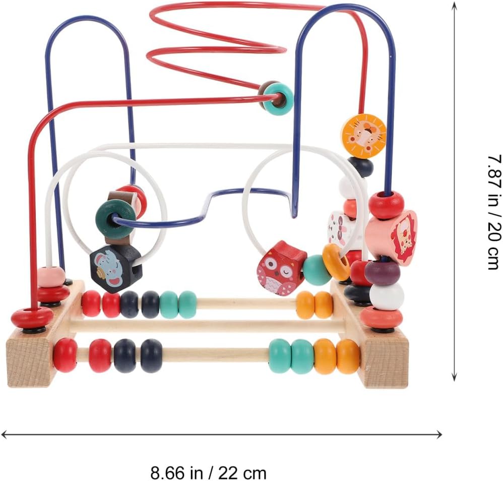 Multifunctional Wooden Bead Maze Educational for Early Learning Animal Shapes Color Matching Cognitive Development Hand-Eye Coordination Training Aid