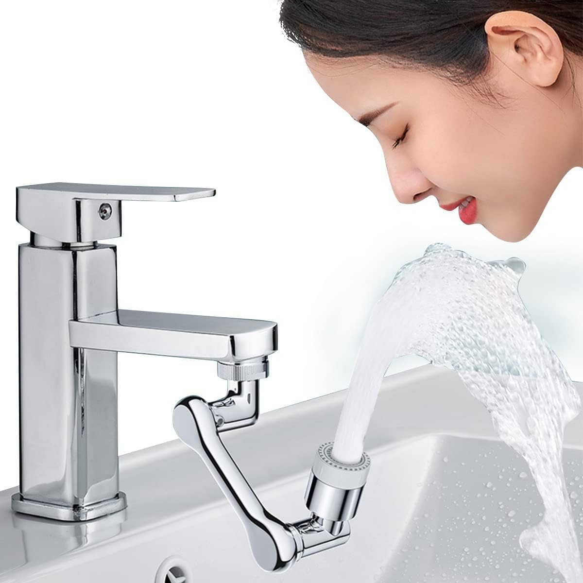 Tap Extension for Kitchen Sink | Universal 1080° Swivel Robotic Arm Swivel | Faucet Extender for Taps, Kitchen Tap Extender, Faucet Sprayer Attachment Comes with ABS Plastic Chrome Finish Body
