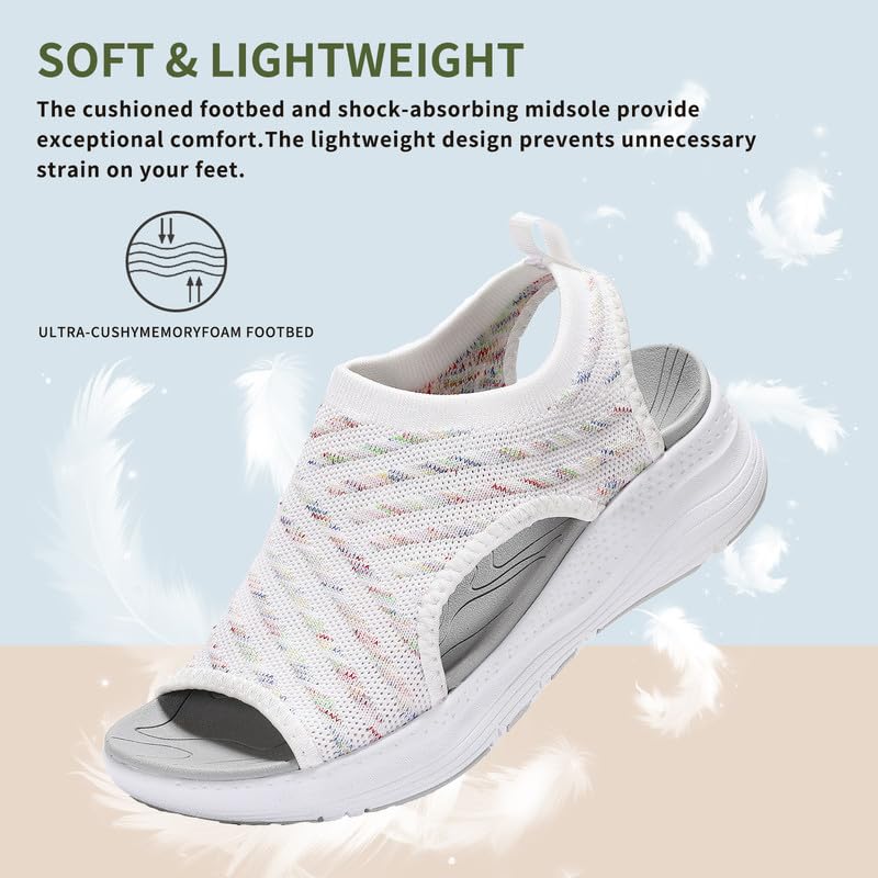 Maxome Sandalias ortopédicas para caminar para mujer, con soporte de arco, zapatos de verano para mujer, plataforma de gradación de cuña, informales, cómodas, lavables, zapatos de playa