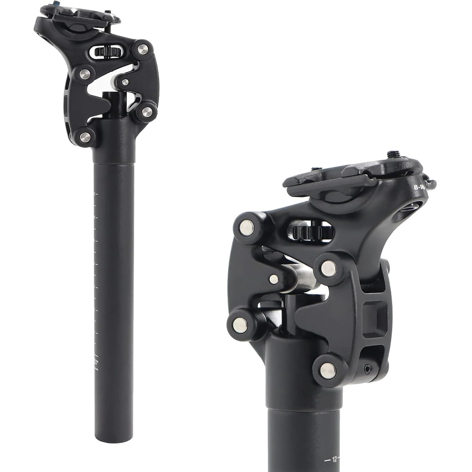 Fahrrad Hydraulik Sattelstütze, Fahrradsattel Stoßdämpfer 27.2/30.9/31.6 350 mm, leichte Sattelstütze gefedert Aluminiumlegierung, für Mountainbike, Trekkingrad und Citybike