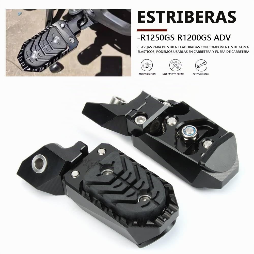 Reposapiés de aluminio para motocicleta para BMW R1250GS Adventure, compatible con R1200GS ADV, F750GS, F850GS y F850GS Adventure.