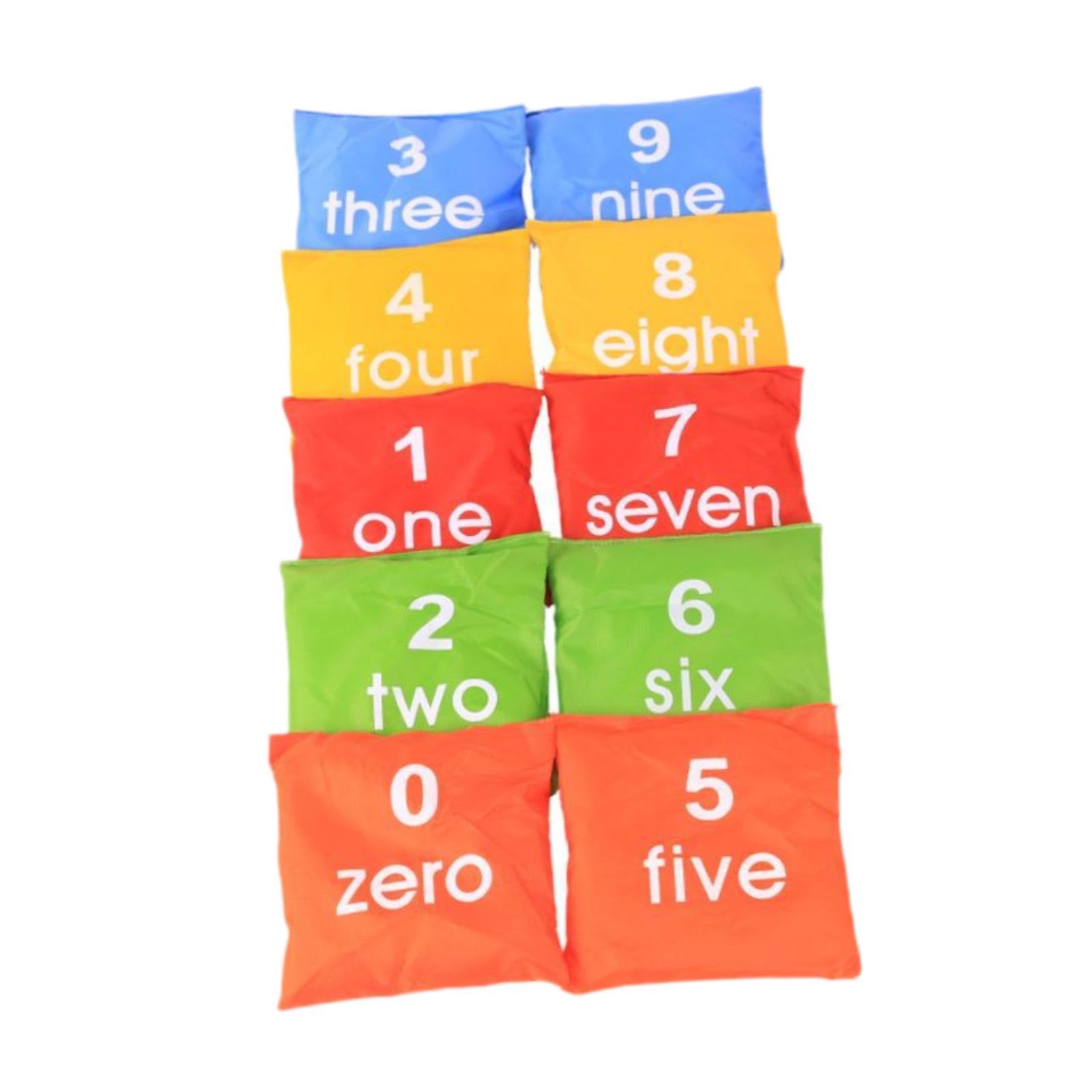 kowaku 10x Number Beanbags Tossing Bag Outdoor Sports Colorful Cornhole Game Cognitive Sandbag for Classroom Kindergarten Preschool
