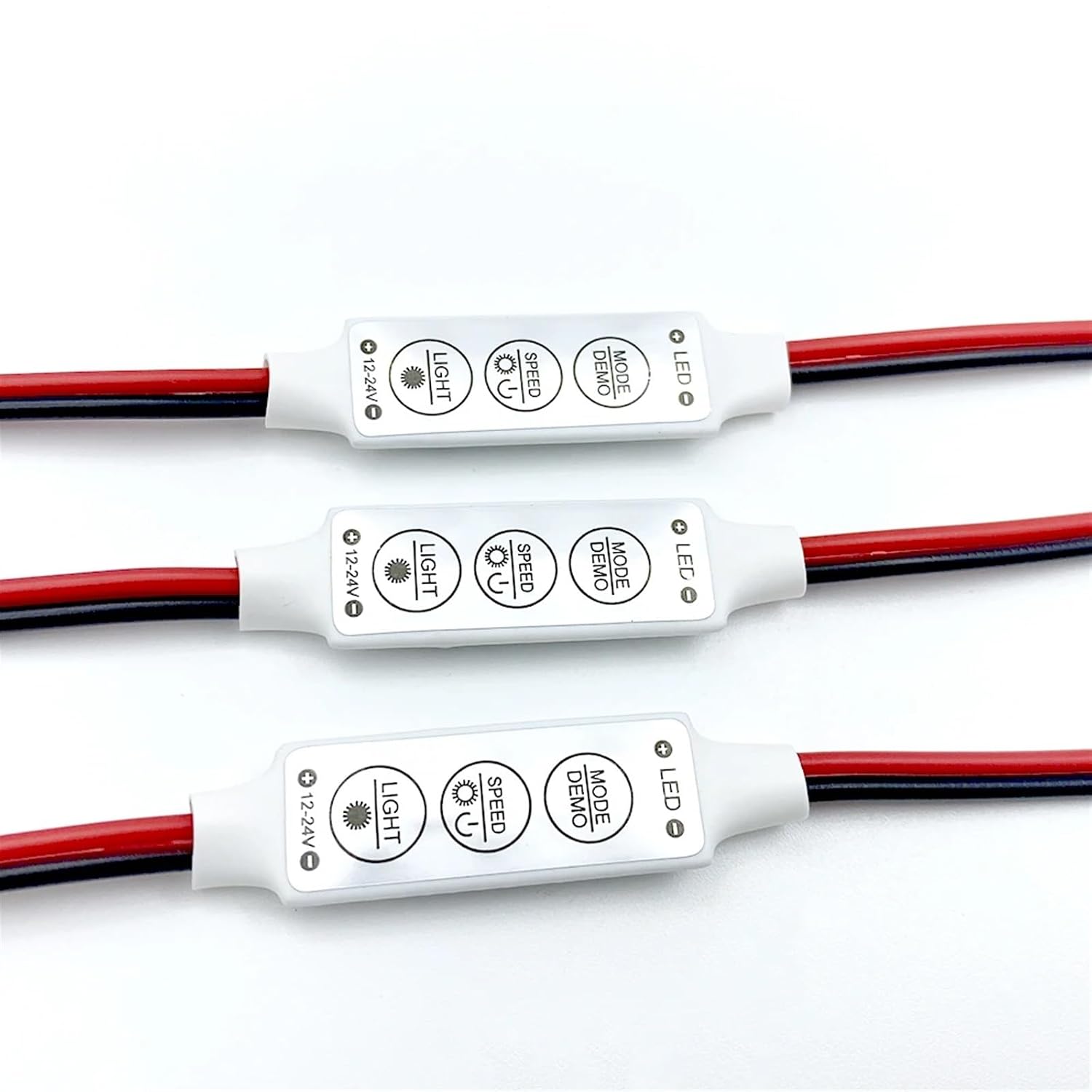 1/2/5Pcs 12V-24V Single Color 3 Keys LED Controller Connector Brightness Dimmer LED 3528 5050 Light Strip(2Pcs)