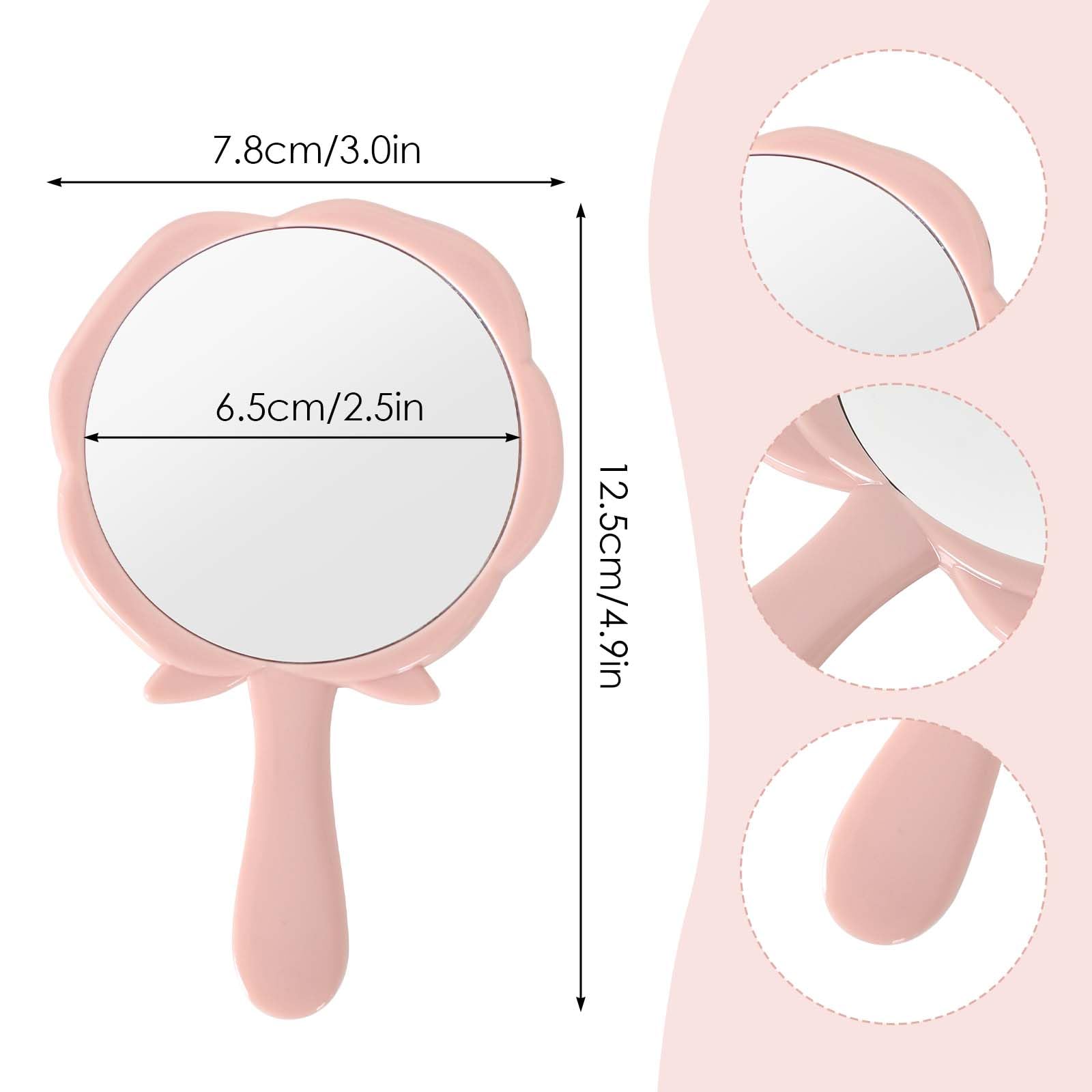Specchio Portatile a Forma di Rosa, Specchio da Tavolo con Manico, Specchio da Viaggio per Casa e Viaggi, Rosa
