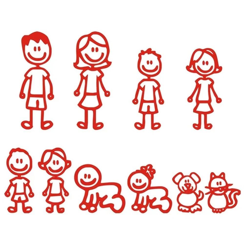 Car Stickers Family Covering The Body of Fashion Styling Decals Creativity Personality PVC 20cm*15cm(Red)