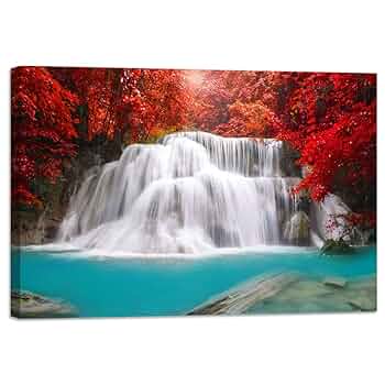Amazon.co.jp: 風景 絵画 滝 壁掛け 風景画 自然風景 壁絵