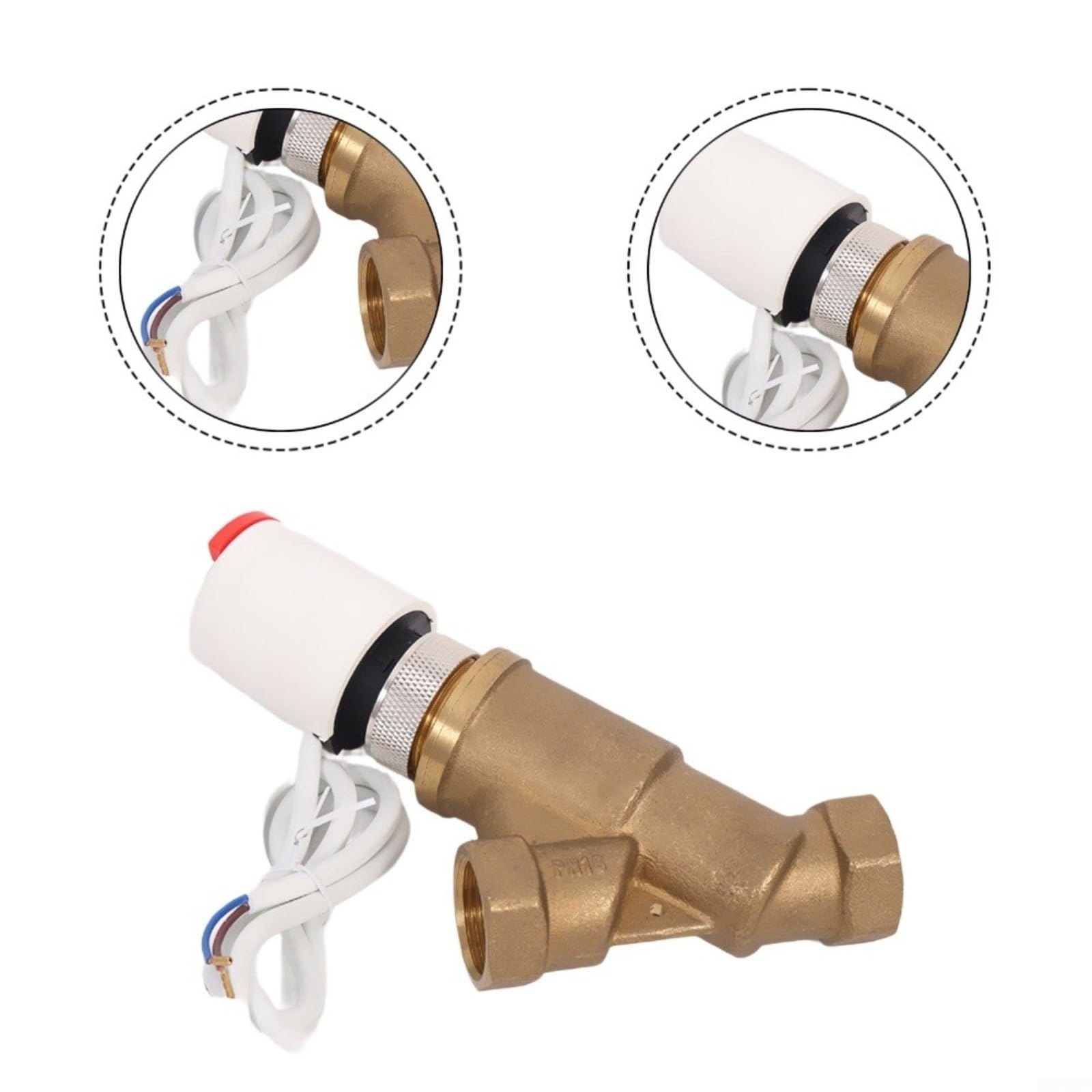 Valvola di compensazione dinamica elettronica a 2 vie, in ottone, normalmente chiusa, valvola magnetica elettrica, attacco filettato G, per impianti di riscaldamento, acqua calda, acqua fredda, DN20