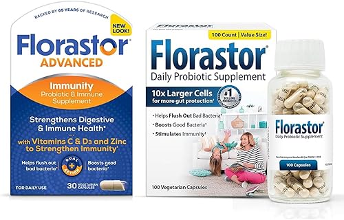 Florastor Paquete de refuerzo de la digestión y la inmunidad para hombres y mujeres con Saccharomyces Bouldari - 100 unidades probiótico para la