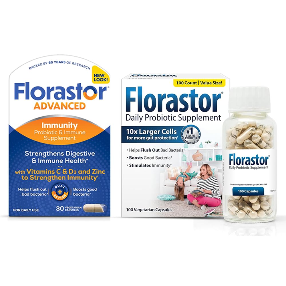 Digestion and Immunity Boost Bundle for Men & Women with Saccharomyces Bouldari - 100 ct. Probiotic for Digestive & Immune Health + 30 ct. Immunity Boost & Support Daily Probiotic