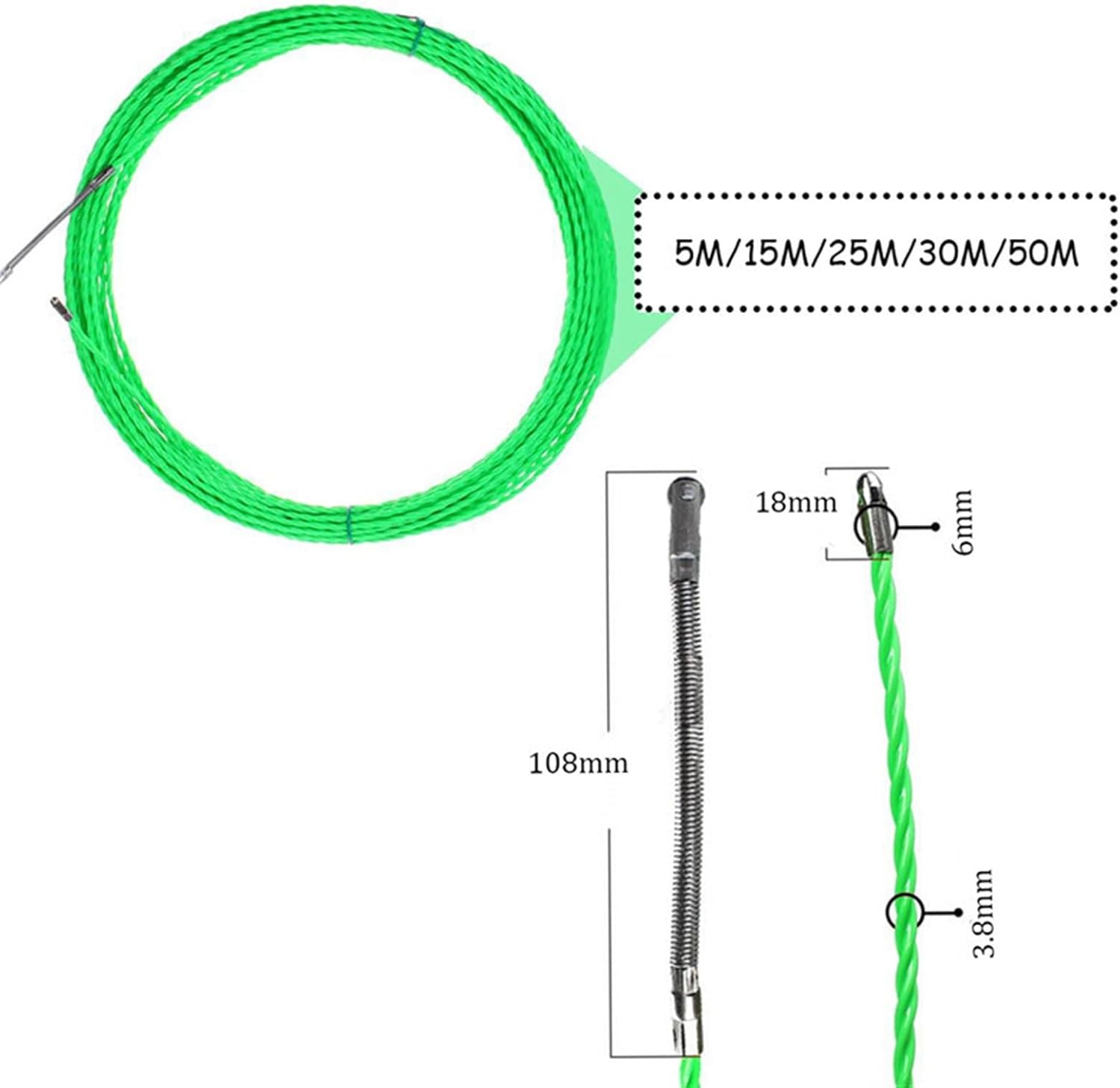 Resistant Cable 4mm 5m-50m Electrical Cable Puller, Fiberglass Cable Push Pullers, Duct Snake Rodder Fish Tape, Wire Draw Aid Tool Outdoor Wire (Color : 40M)