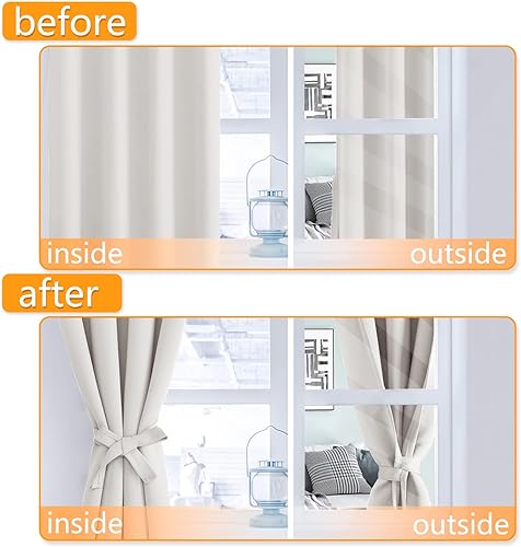 Miniatura 5 de Hiasan - Cortinas opacas para habitación, 60 x 84 pulgadas, con aislamiento térmico y bloqueo de luz, para sala de estar y dormitorio, 2 paneles de