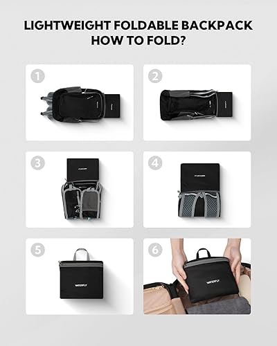 Miniatura 5 de WATERFLY Mochila pequeña y ligera y plegable 15L Mini mochila de senderismo plegable - Mochila de día compacta ultraligera para mujeres y hombres,
