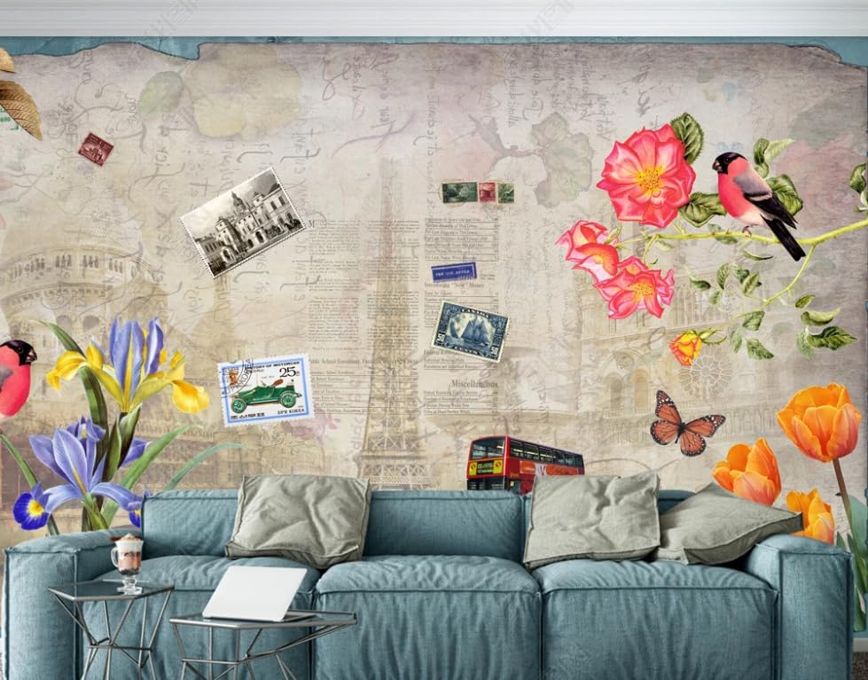 Papier peint intisse rose poster geant mural design pour chambre et restaurant