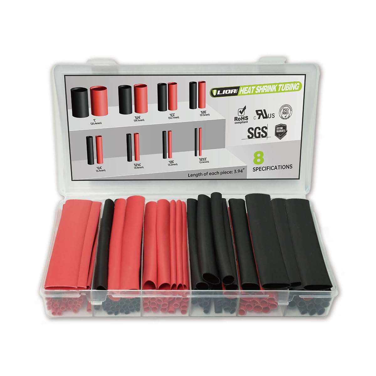 120PCS Heat Shrink Tubing Set - 3:1 Shrink Ratio, UL & RoHS Certified, 3.94 Inches Durable Electrical Wire Insulation Wrap, Eco-Friendly, Long-Lasting