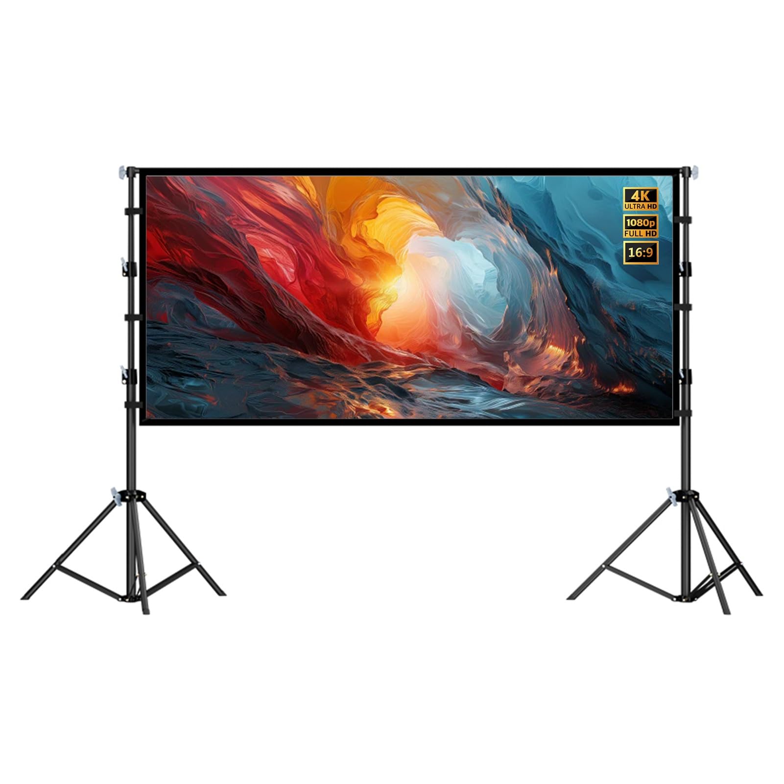 Schermo di Proiezione per Esterni 4K HD con Supporto per Treppiede, Telo Cinematografico 16:9 Pieghevole Anti-Crease con Borsa da Trasporto(120 Inch)