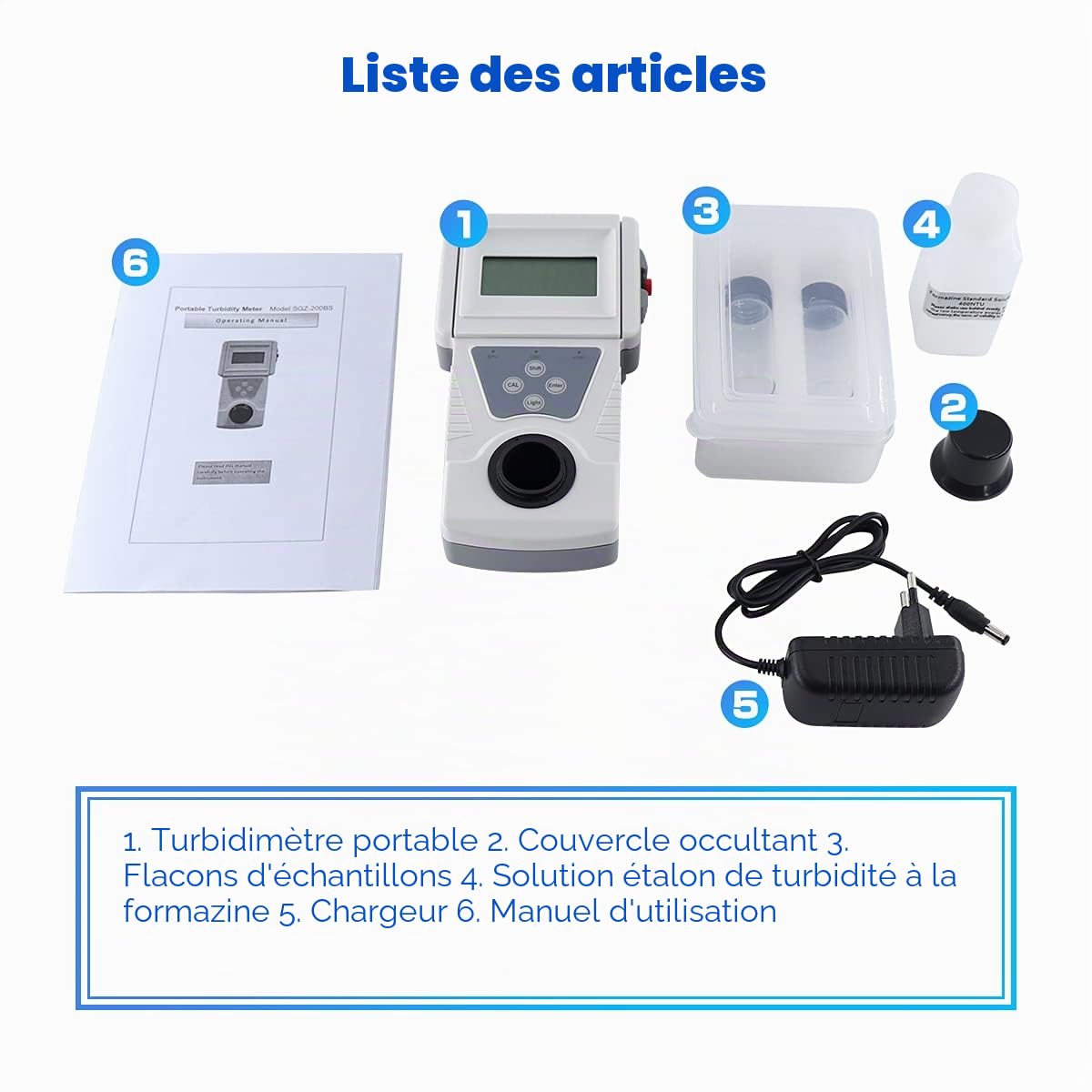 Turbidimètre Portable 0-200NTU | Testeur de Qualité d'Eau pour Potable Piscine Laboratoire & Brassage Vin, Mesure Haute Précision