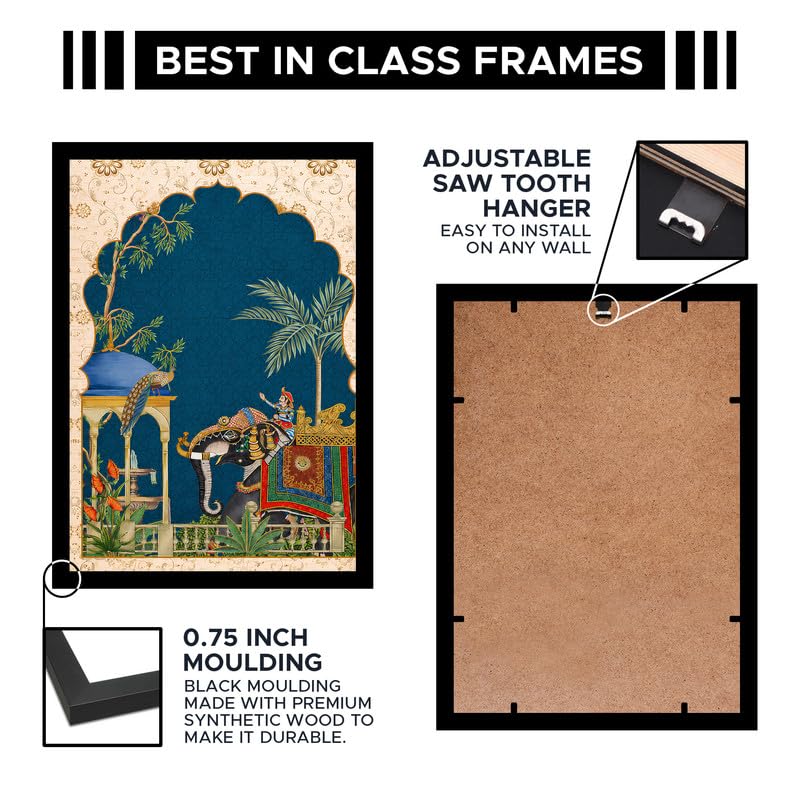 Image of inchRoyal Indian Elephant Premium Framed Wall Poster (12x18 Inch) | Traditional Indian Wall Art | Home & Office Decor for Bedroom, Living Room & Workspace | Ready-to-Hang Display Frame