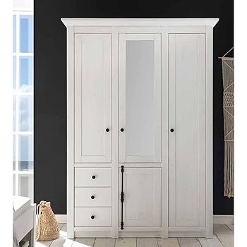 Pharao24 Schlafzimmer Kleiderschrank Im Landhausstil Weiss Spiegel Amazon De Kuche Haushalt