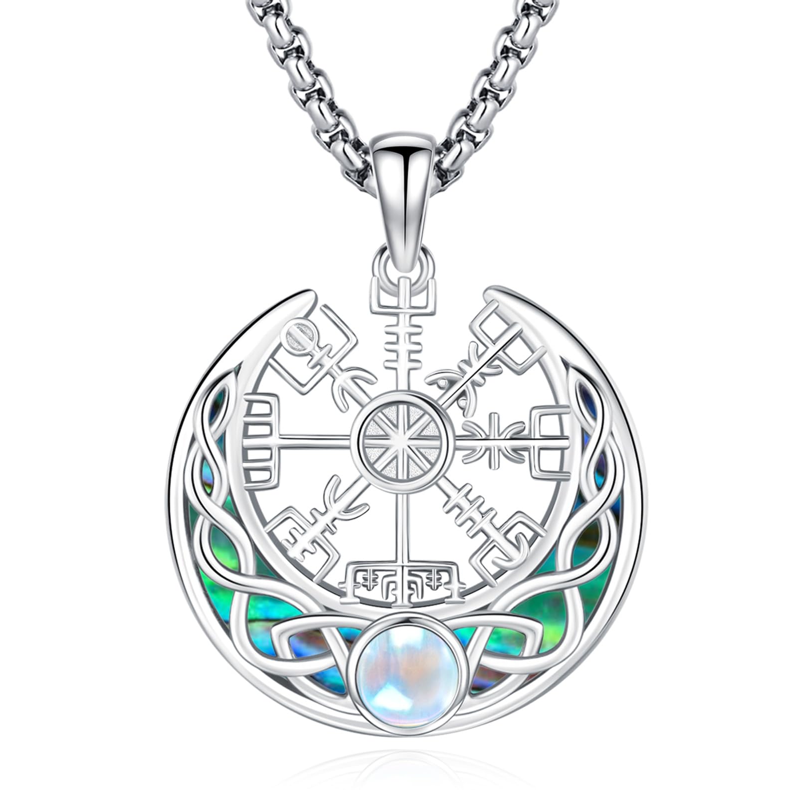 Eusense 925 Sterling Silver Abalone Pendant Necklace for Women Men - Urn Locket Cremation Jewelry That Holds Pictures