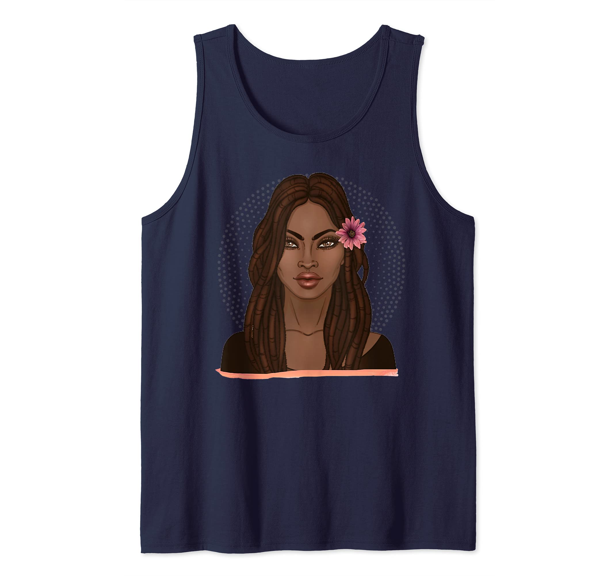 Black Girl Afro Art Hair African American Women Tank Top, Blue, S