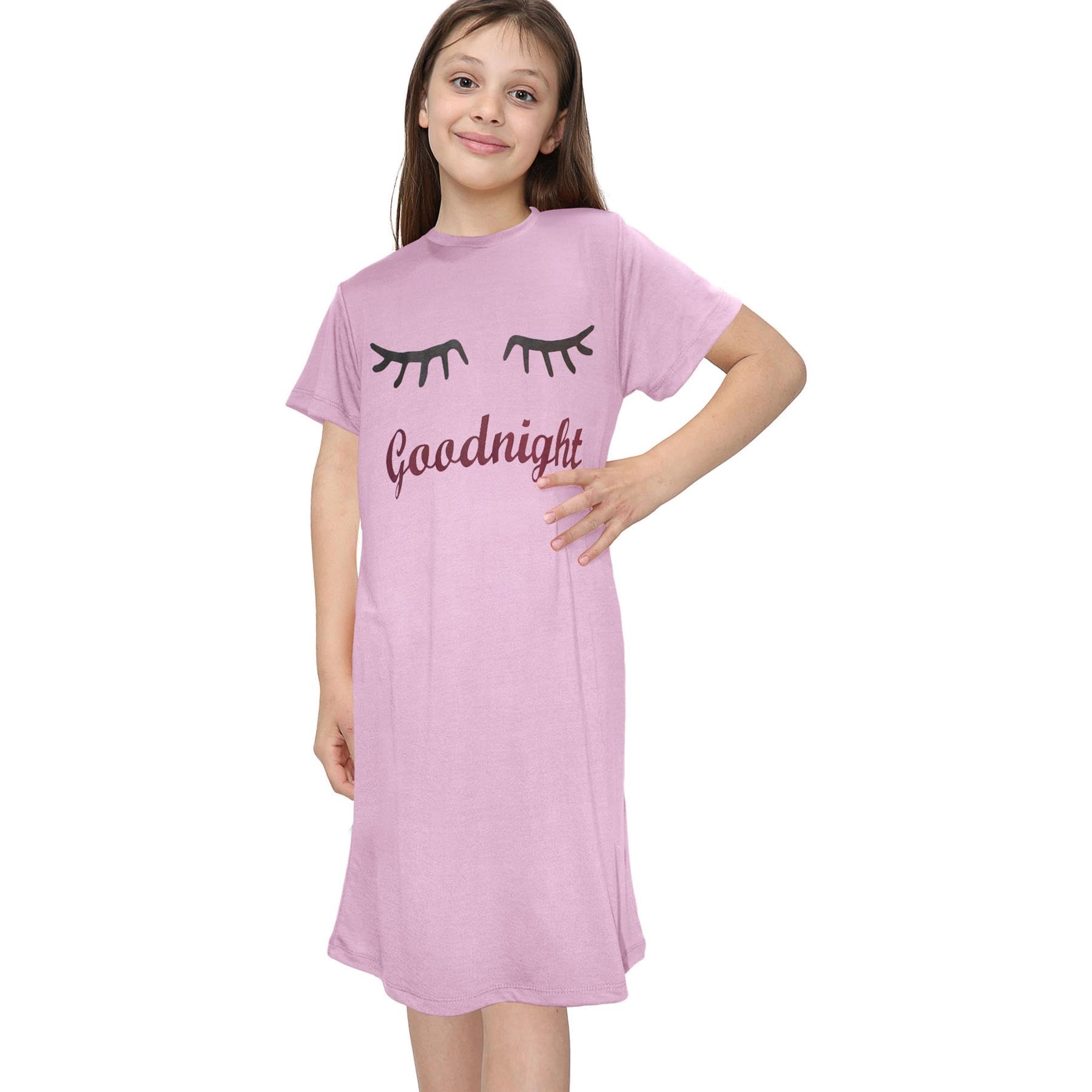 A2Z 4 Kids Filles Chemise de Nuit Robe de Nuit Pyjama Petite Chemise de Nuit Manches Courtes Vêtements de Nuit Chemise de Nuit pour Enfants 5 à 14 Ans
