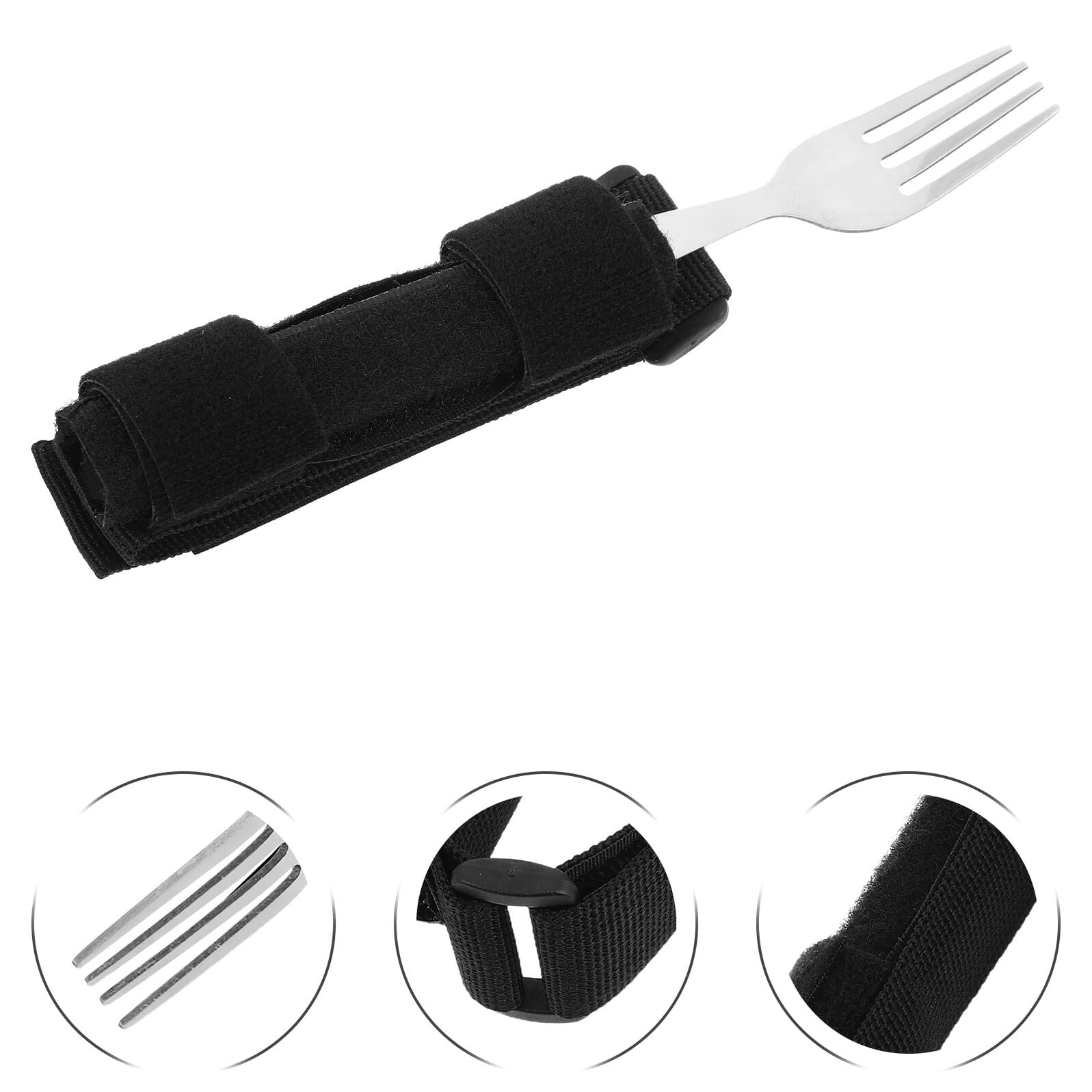 FOMIYES 2 Piezas Cubiertos Adaptativos para Rehabilitación con Soporte para Tenedor y Cuchara Ayuda Ergonómica para y Temblor de Mano Utensilios Ajustables para Ancianos y Personas con