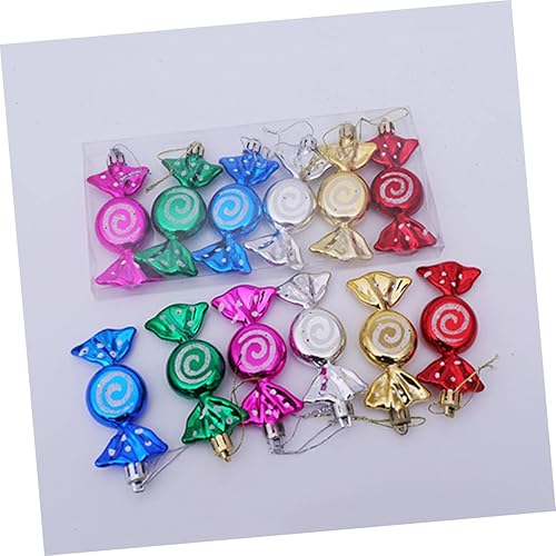 Miniatura 6 de ABOOFAN 6 adornos colgantes de bastón de caramelo de menta con purpurina para decoración de árbol de Navidad, vacaciones, hogar, fiesta