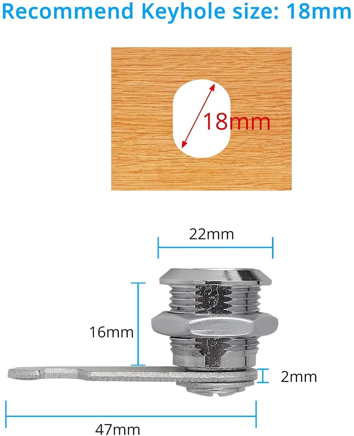 Cylindre, Serrure De Porte À Tour De Pouce Serrure À Cylindre Euro À Tour De Pouce, Serrure À Came 4Pcs 16mm 20mm 25mm 30mm Serrure À Came Porte Baril Tiroir Armoire Boîte Aux Lettres Casier Placard 2