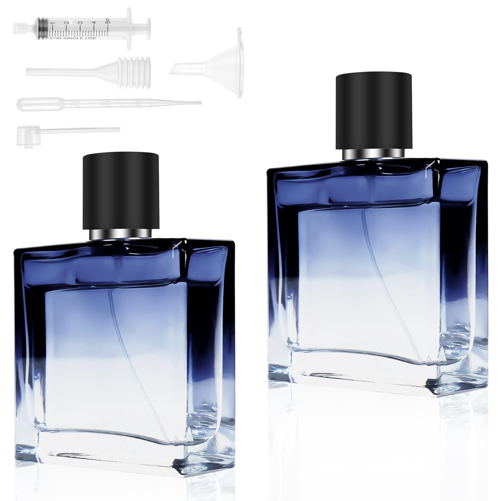 LOPHE Parfümzerstäuber, 2 Stück 50ml Mini Parfum Zerstäuber Blau, Portable Parfümzerstäuber Nachfüllbar, Zerstäuber Parfüm Sprühflasche, Perfume Sprayer für Reise Männer und Frauen