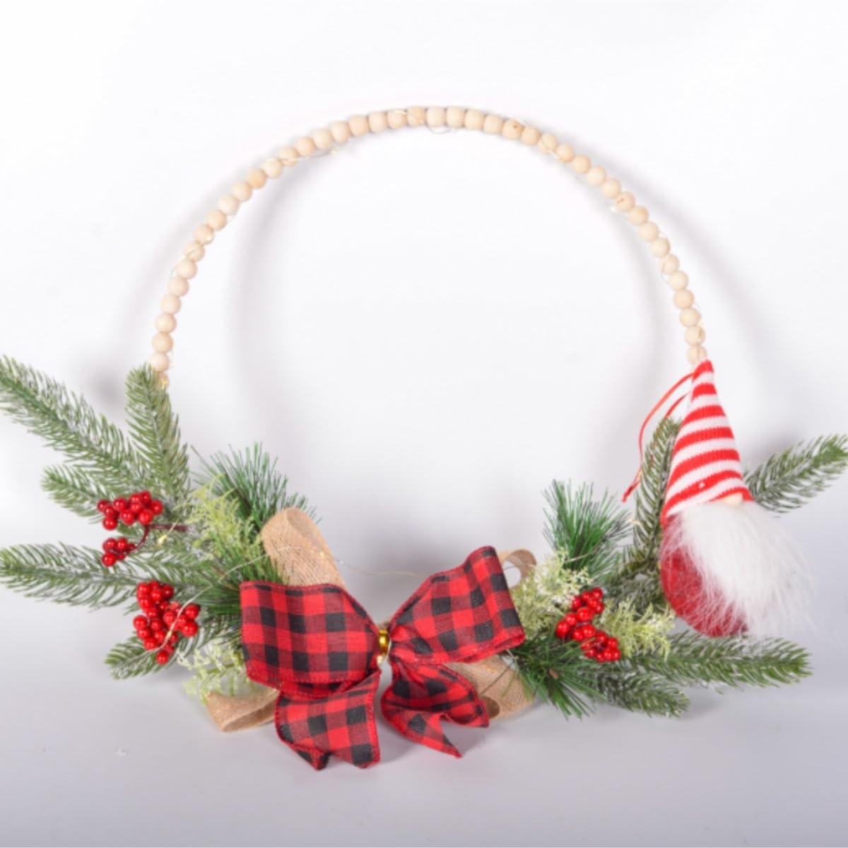 Winterkranz Dekokranz Weihnachten Holzperlen Kranz Schleife Weihnachtsschmuck Weihnachtstür Wand Heimdekoration Adventskranz Christbaumschmuck
