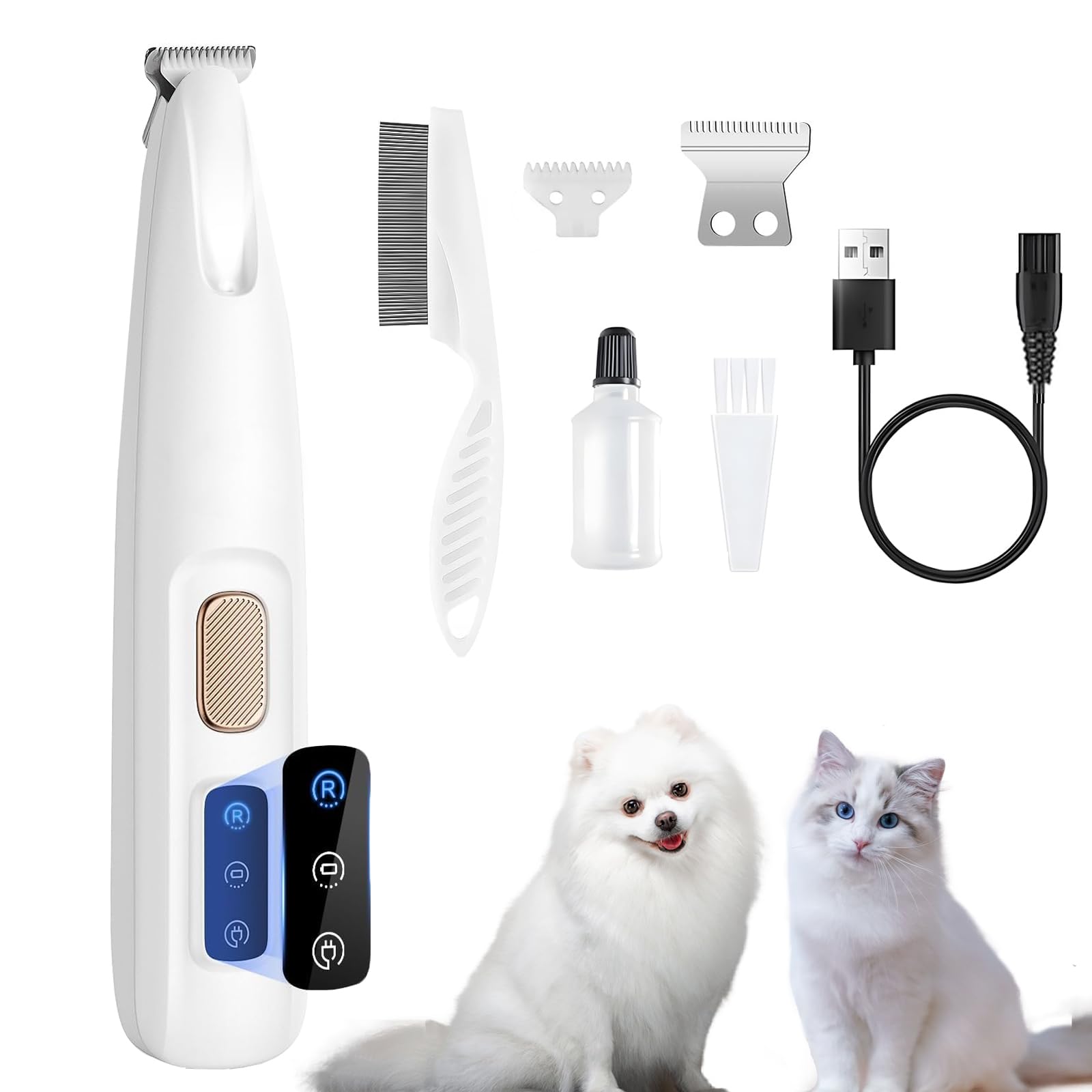 PawTrim Pro, LOEVERY Superleise/Wiederaufladbarer Pfotentrimmer,Hundepfoten Trimmer mit LED-Licht,USB Wiederaufladbar Hundeschermaschine,Hundepfoten Trimmer Für Pfoten, Augen, Gesicht, Ohren, Körp