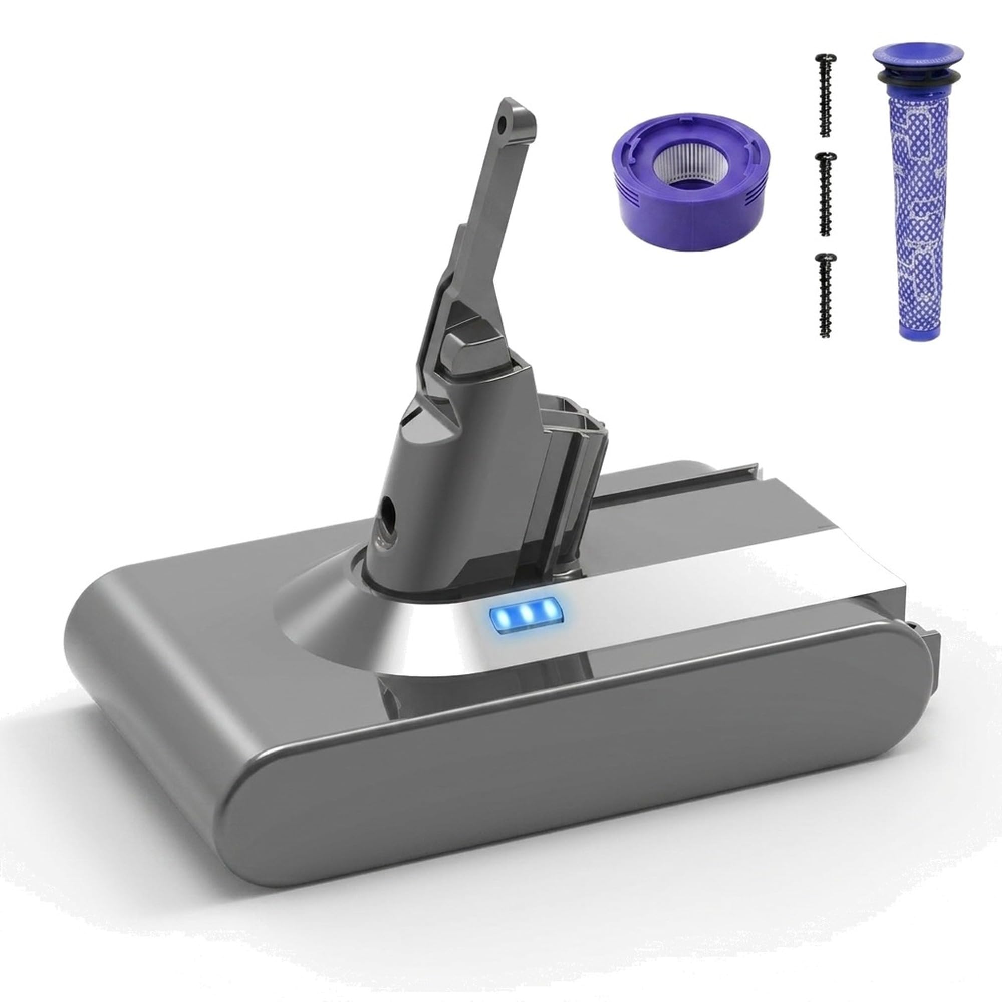 ELO 9000mAh 21.6V Replacement Battery for Dyson V8 Cordless Vacuums | Fits V8 Animal, Absolute, Motorhead, Fluffy, SV10 | UL Certified, Filters &amp; Screws Included