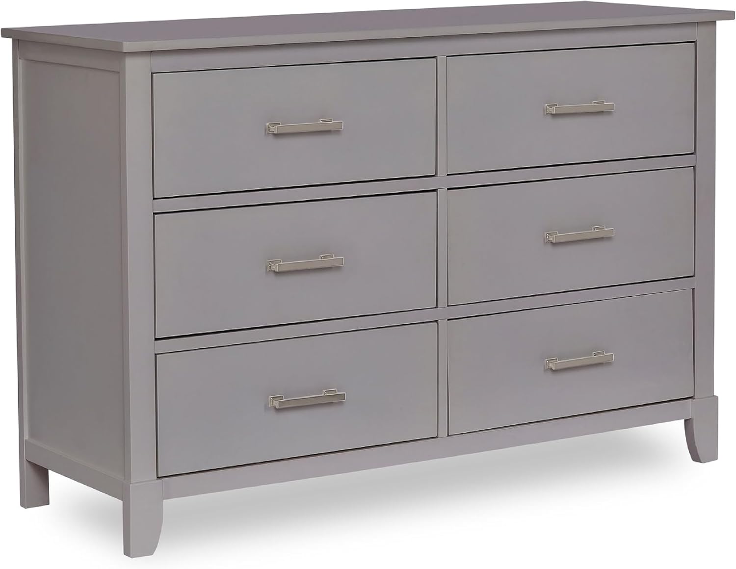 Dream On Me Universal Double Dresser in Metallic Grey, Kids Bedroom Dresser, Six Drawers Dresser, Mid-Century Modern, Made of Solid, Sustainable Pinewood, Easy Assembly