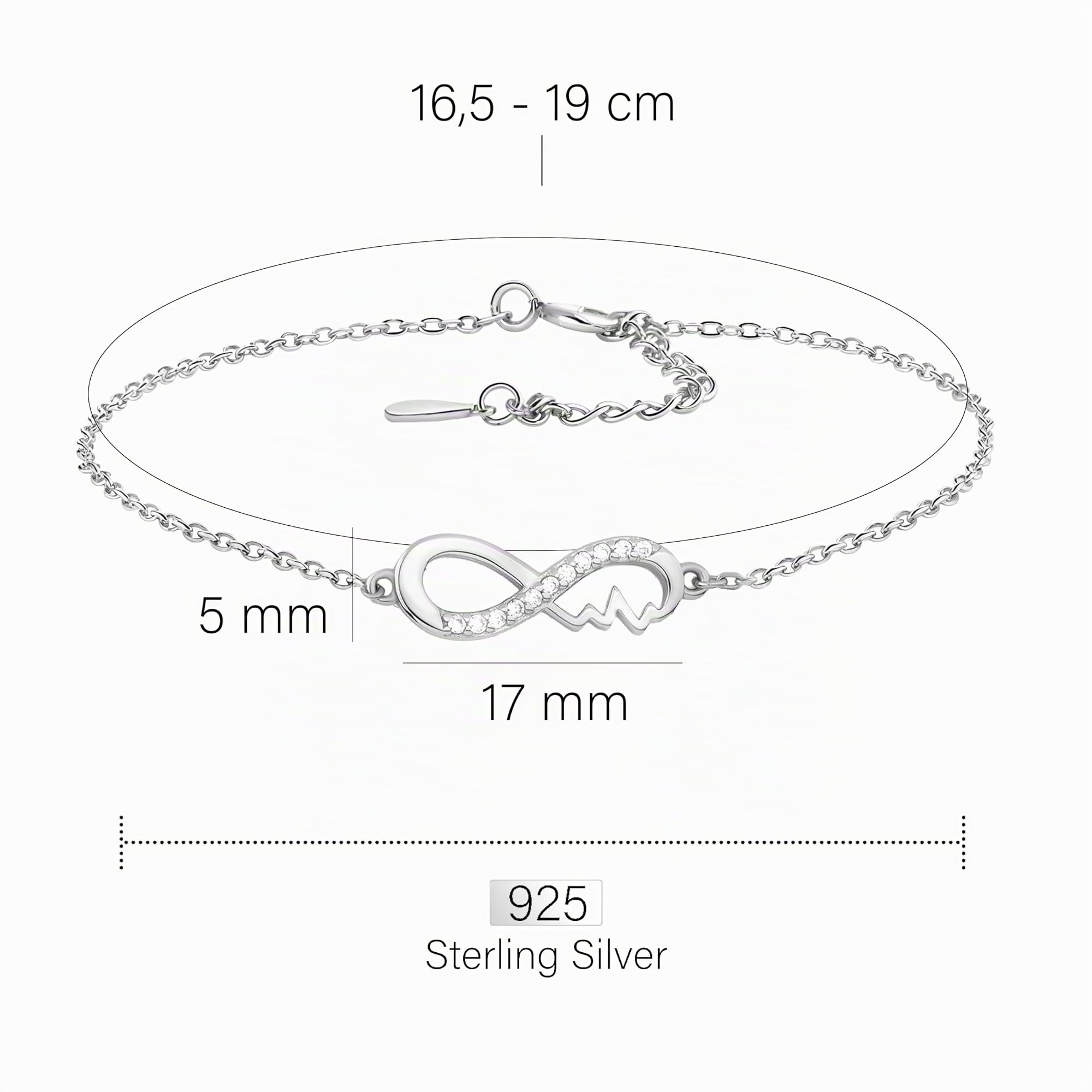 Sofia Milani - Damen Armband 925 Silber - mit Zirkonia Steinen - Unendlich Infinity Anhänger