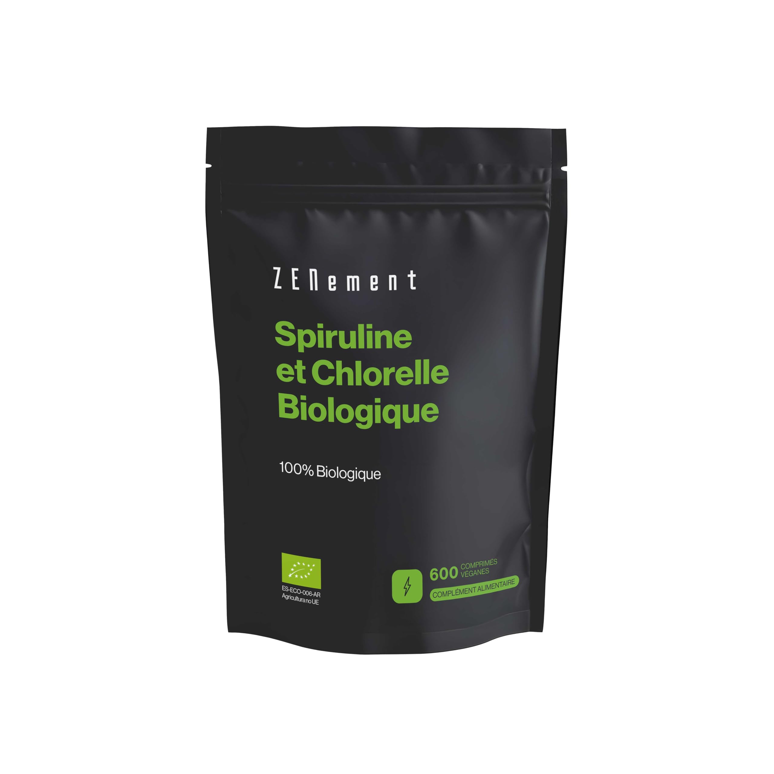 Spiruline & Chlorelle Bio 3000 mg – Paroi Cellulaire Fractionnée – Zenement