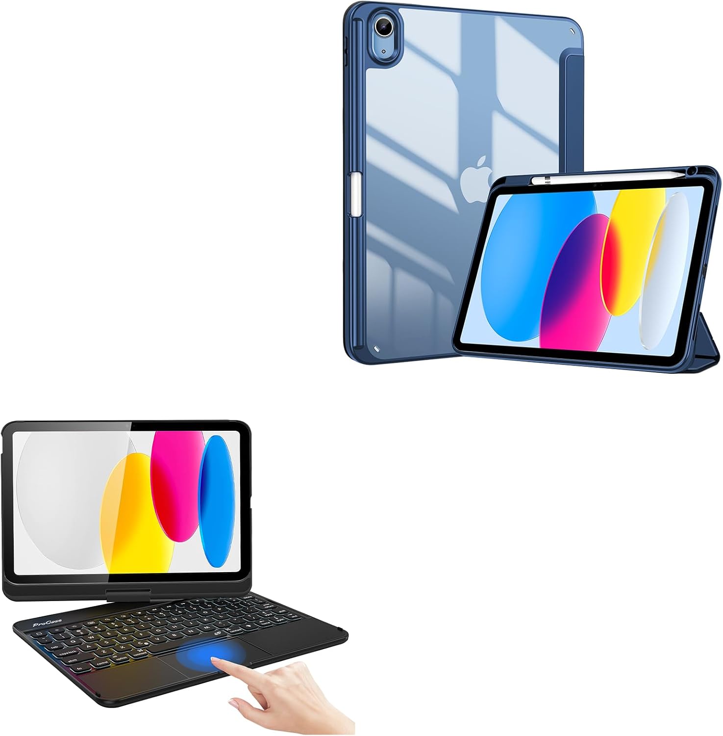 ProCase for iPad 10th Generation Case with Pencil Holder Bundle with Case with Touchpad Keyboard