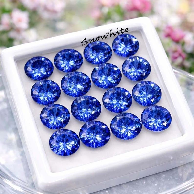 6MM Natural Blue Round Cut Sapphire Certified Loose Gemstones for Jewellery Making - 20 Pcs